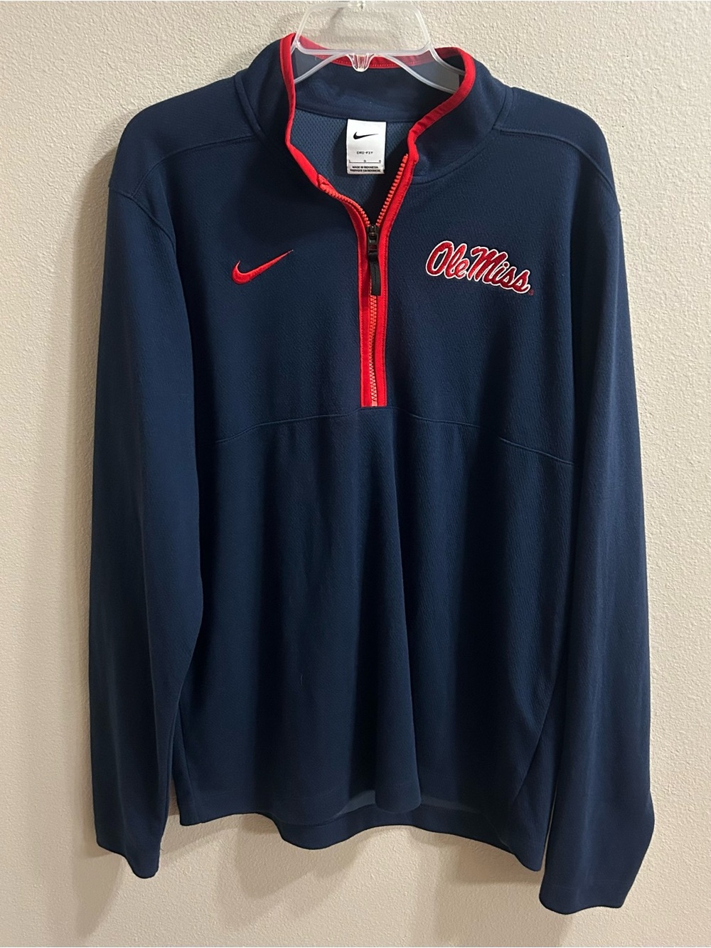 Nike Ole Miss Pullover Sweatshirt Size L Mens 1/4 Zip Collegiate Football Rebels